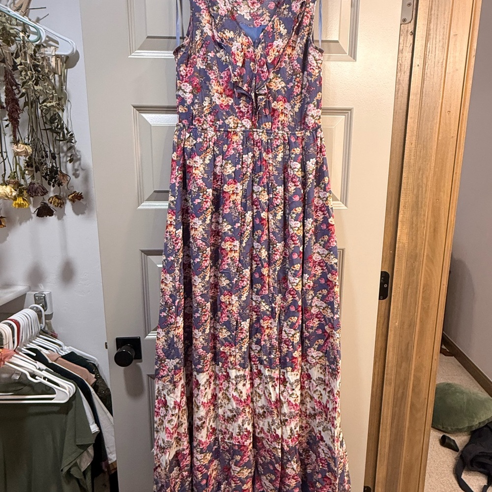 Doe & Rae Floral Maxi Dress in Purple and Pink